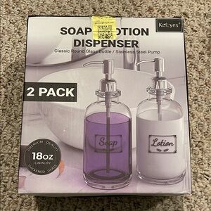 New Soap Dispenser White and Silver Bath Accessories Set